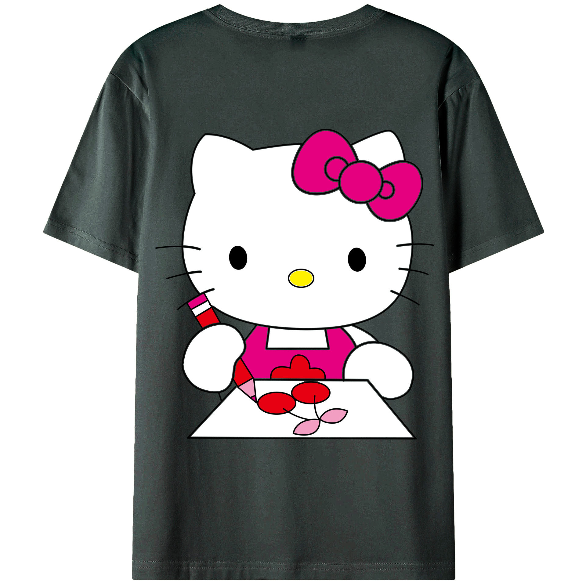 （画像用） Hello Kitty ハローキティ 綿100％ メンズ半袖Tシャツ（バックプリント） 通気性